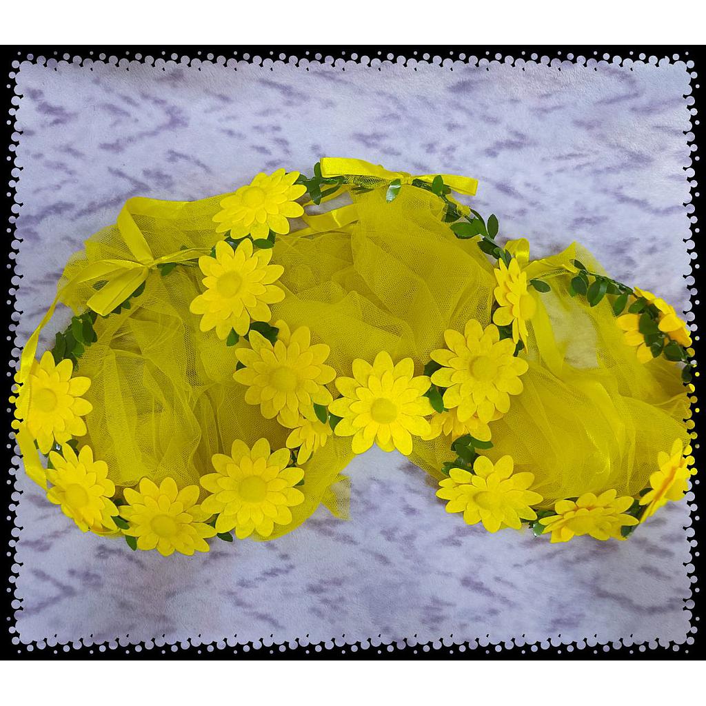 Velo novia con hojas y flores X 1 Und