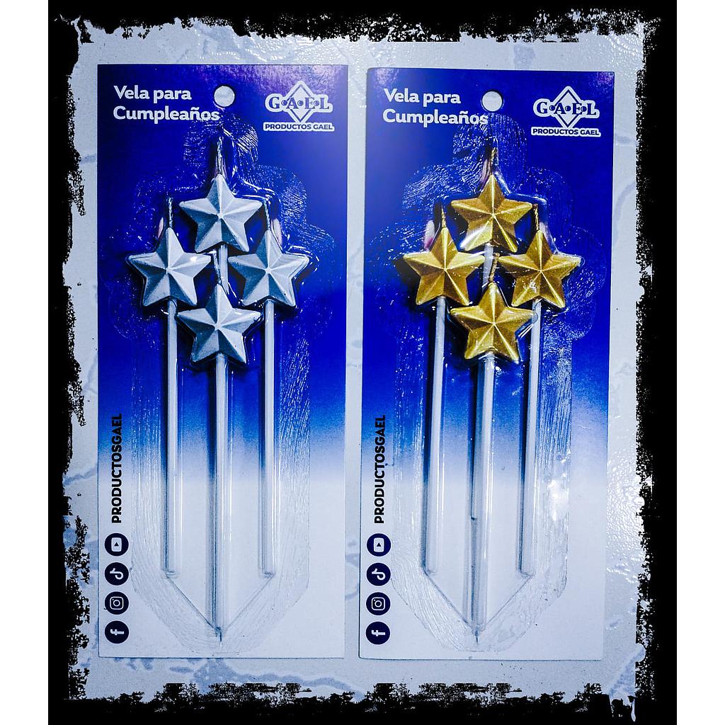 Vela Estrella Cromada x4 Unds