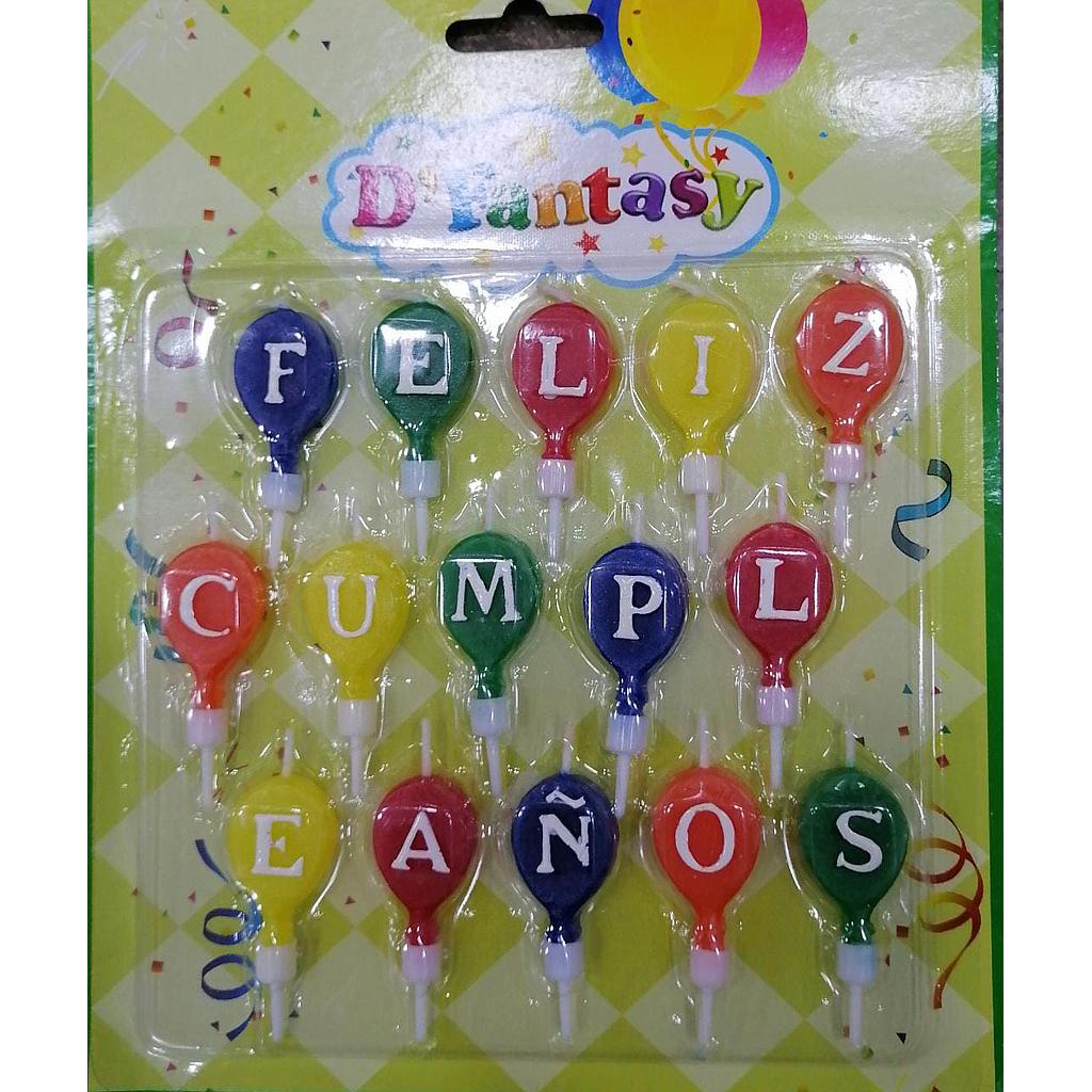 VELA GLOBOS FELIZ CUMPLEAÑOS