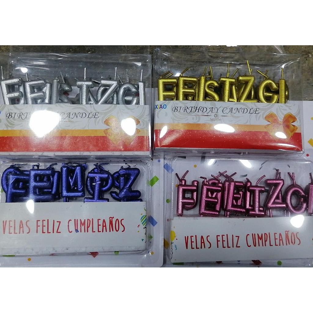 VELA FELIZ CUMPLEAÑOS CROMADO 